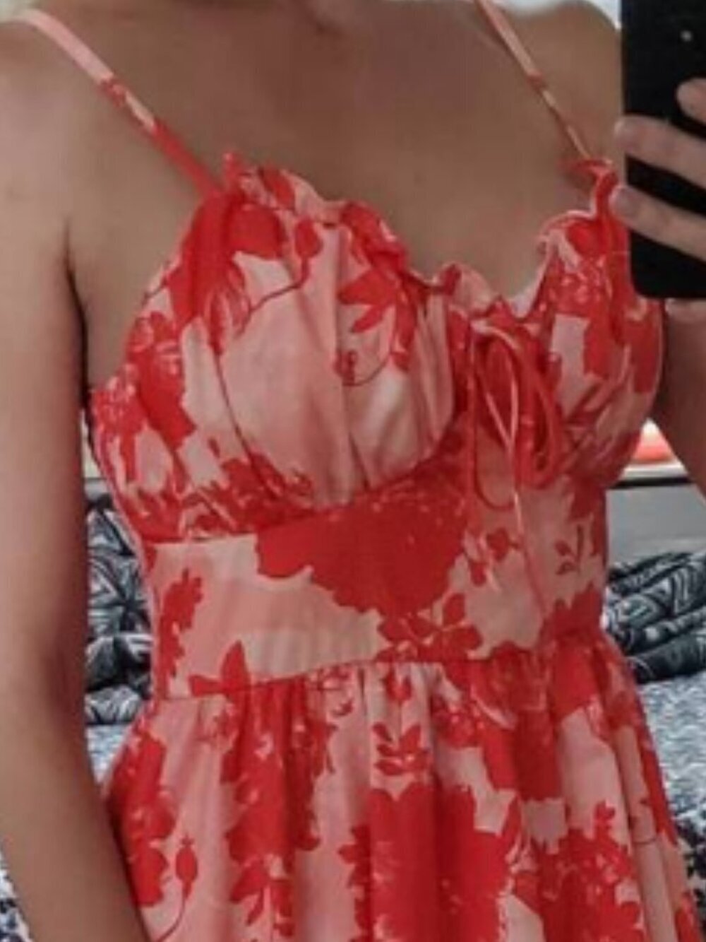 Red Boho Women's Ruffle Collar, Ruched Waist Spaghetti Strap A-Line Romper - Picture 2 of 12